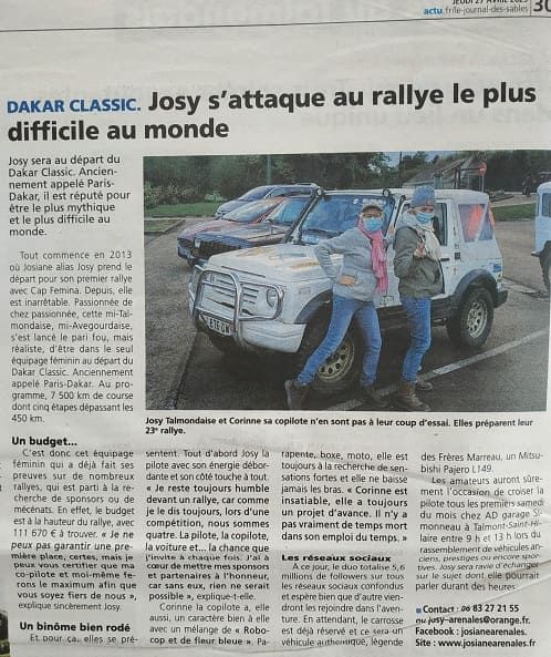 Article sur le Journal des Sables 